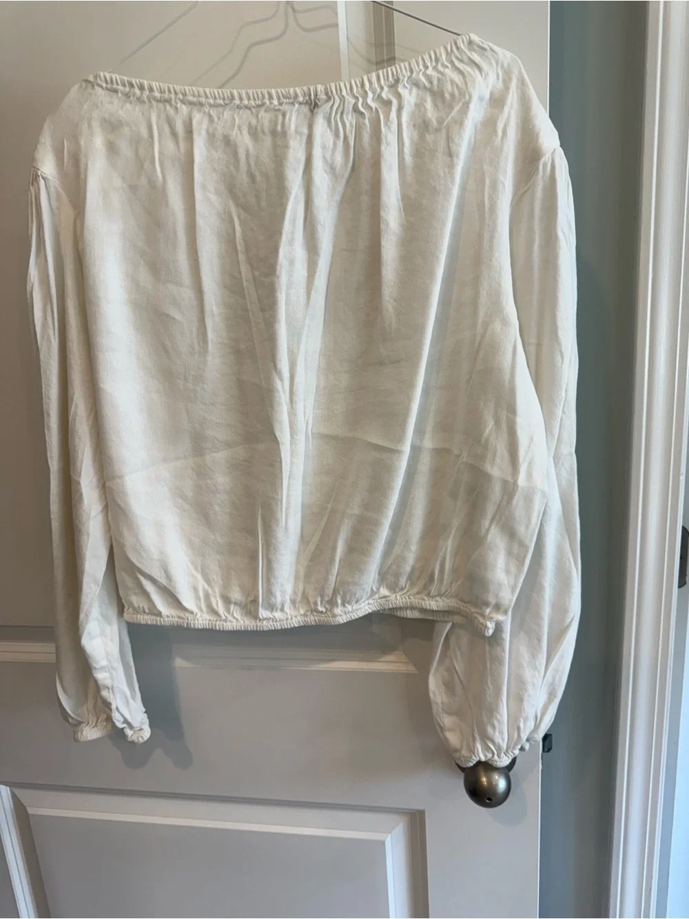 Gianni Bini Cream Peasant Tunic with Tie Front